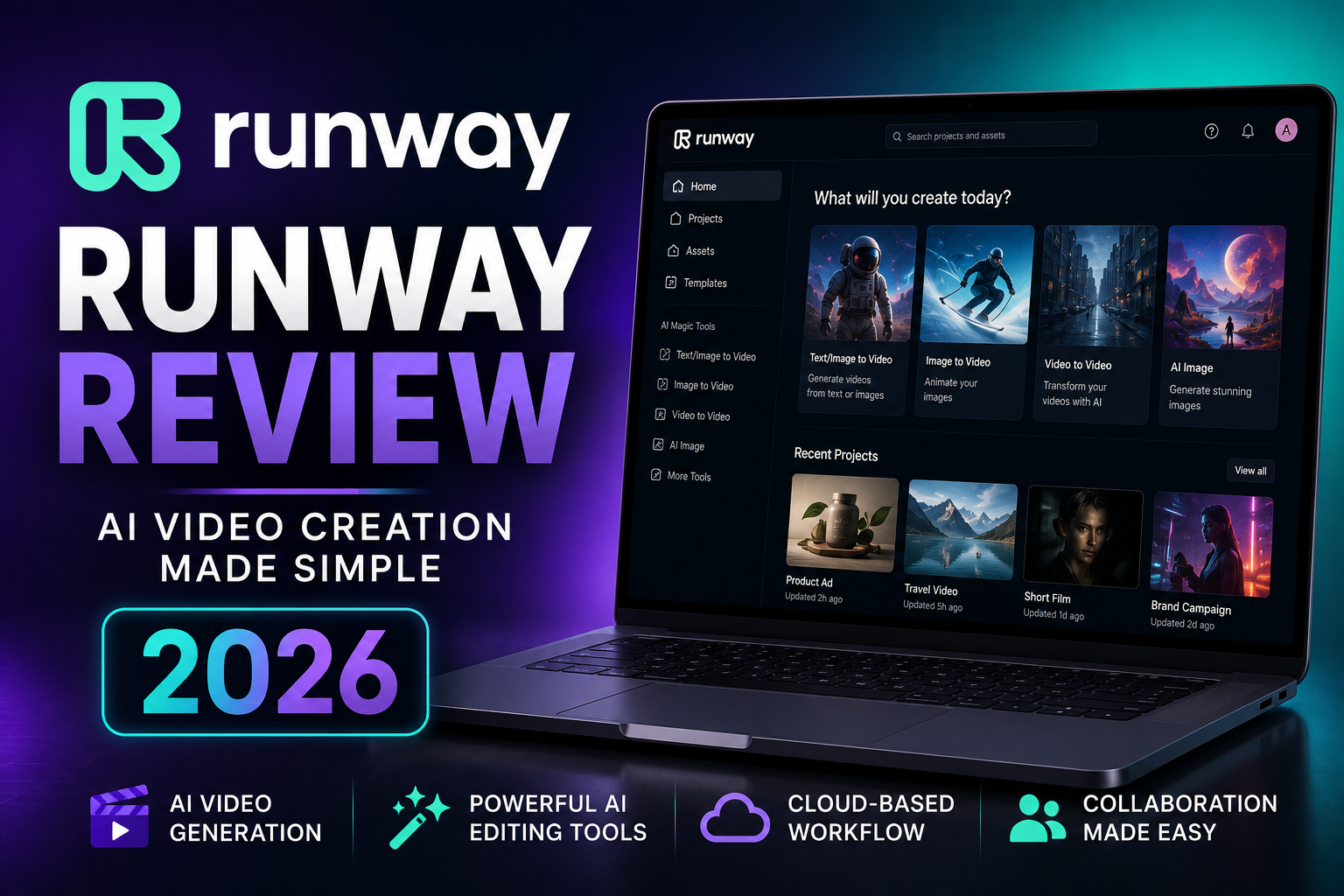 Runway Review 2026 featuring the Runway AI video generation platform