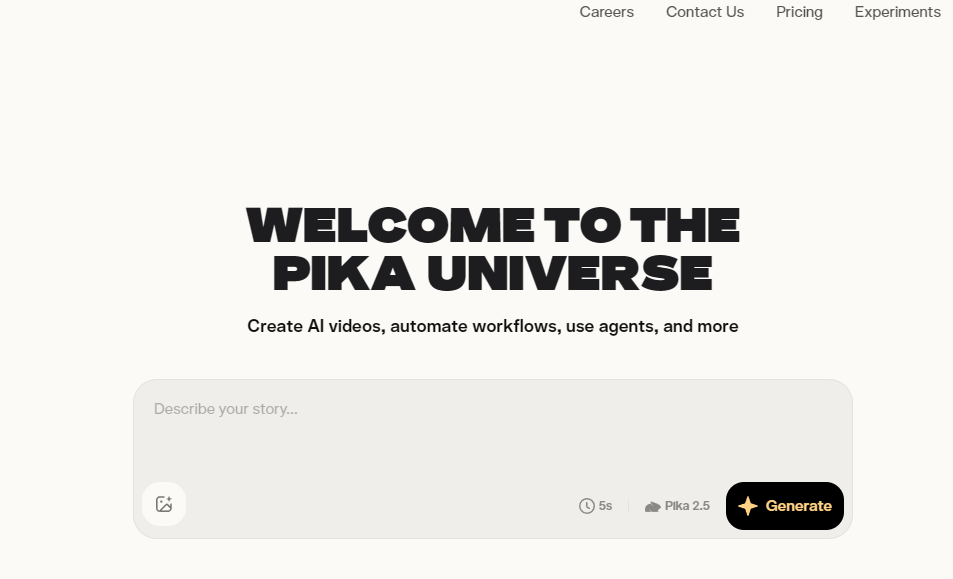 Pika AI video generation interface