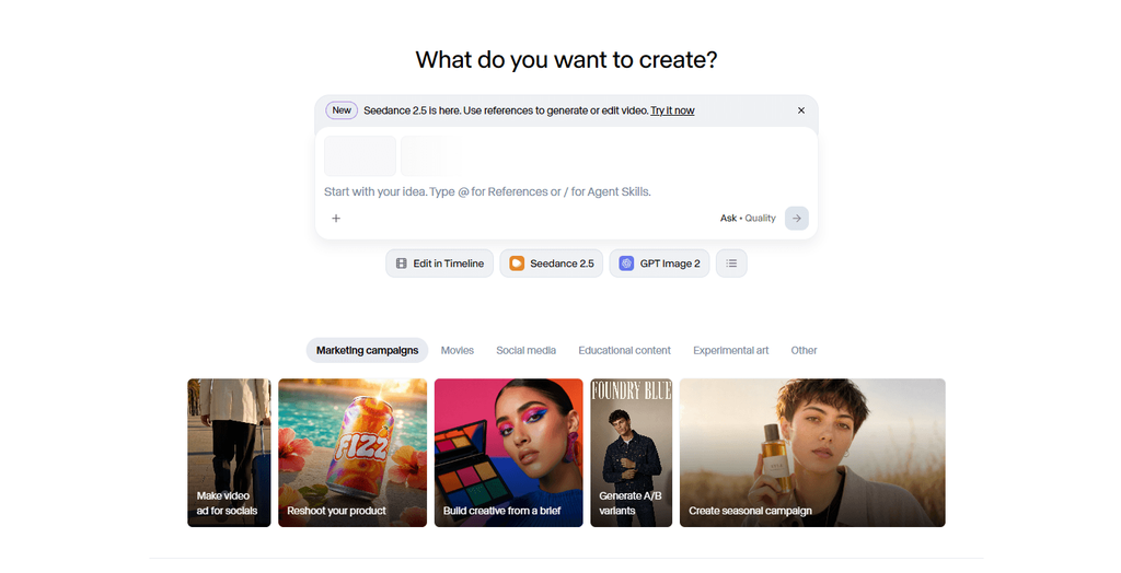 Runway dashboard showing AI video generation and creative tools