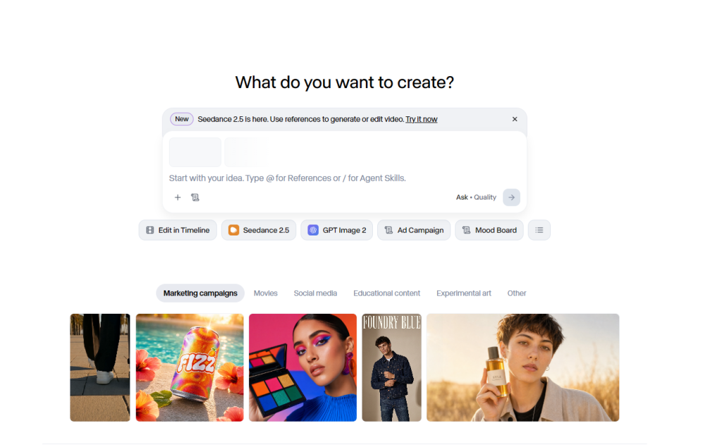 Runway dashboard showing the AI video generation interface and creative workspace